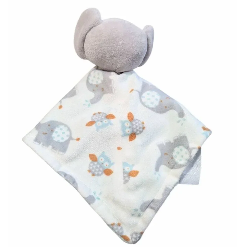 Petite L'amour gray & white elephant lovey baby infant stuffed blankie comfort